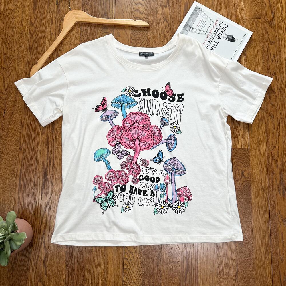Cream "Choose Kindness It's a Good Day to Have a Good Day" Mushroom T-Shirt